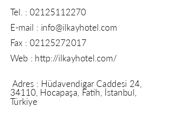 Ilkay Hotel Istanbul iletiim bilgileri